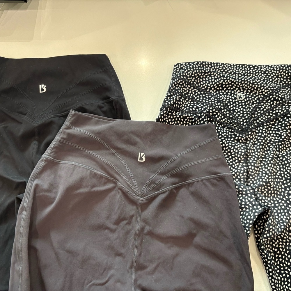 BuffBunny 3 pairs Black Charcoal and  Patterned Leggings